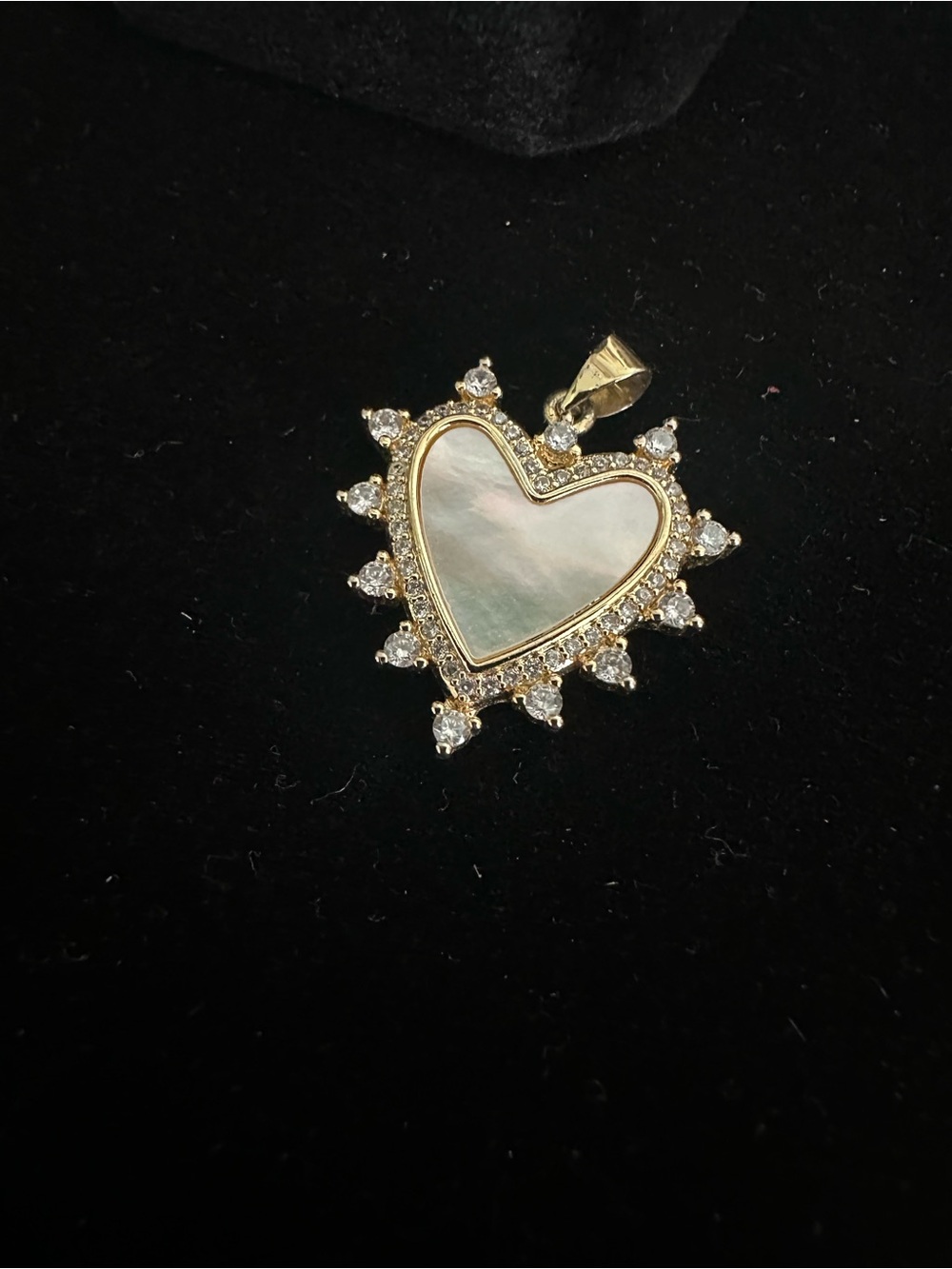 Gold Heart Pendant Necklace with Mother-of-Pearl Center